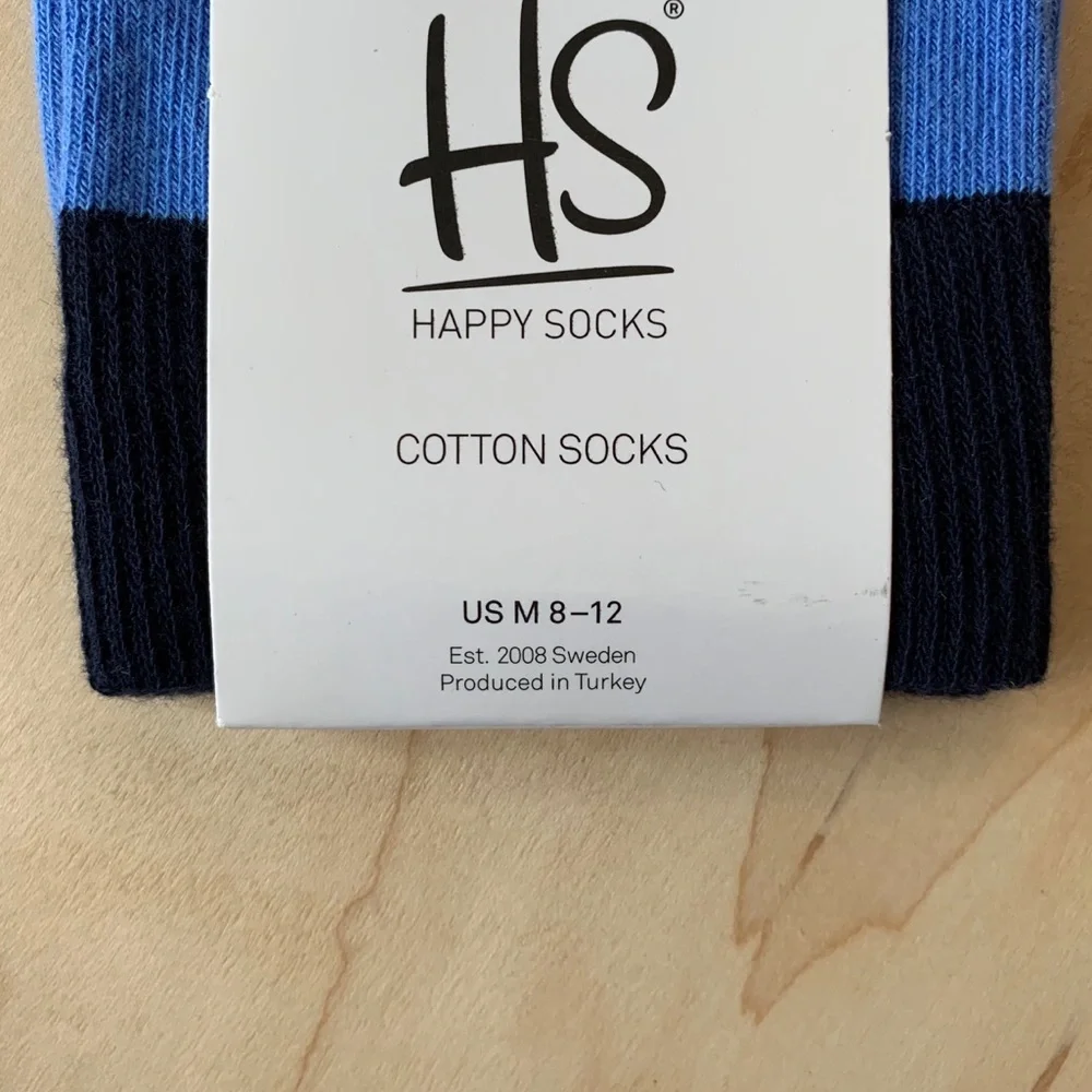 Happy Socks 🧦 The Color Block Socks Blue Gray NEW - Picture 2 of 8